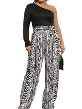 One-Shoulder-Print-Strampler mit Gürtel